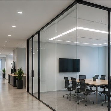 Glass partition cost in modern office interior design in India